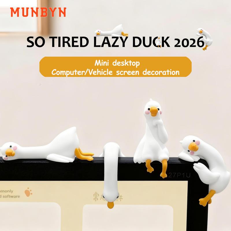 Valentine’s Day Gifts – MUNBYN So Tired Lazy Duck Mini Desk Accessories 2026 New Desk Ornaments Work Partner 3pcs/set Perfect Desktop Decorations for Computer Screens, Office, and Home Decor Black Friday Christmas Gifts