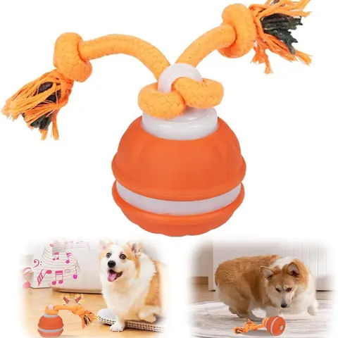 Automatic Rolling Ball Dog Toy - Compact, Motion-Activated, Squeaky, Puppy Training Tools, Daily Training, Engaging Play, Enhances Playtime, Single Toy Pack, 2.95*2.95*4.33 in