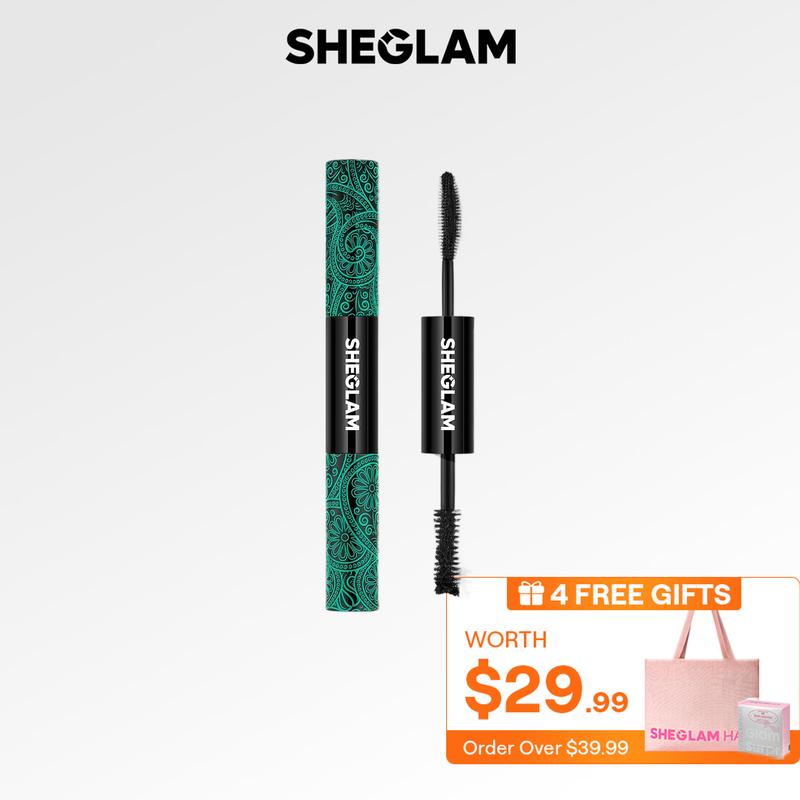 SHEGLAM All-In-One Volume & Length Mascara 2 In 1 Waterproof Volumizing Dual-Ended Brush Lengthening Curling Thick Lash Lifting Long Lasting Mascara Eye