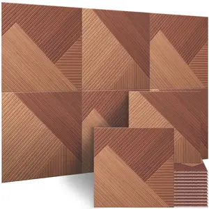 BUBOS Self-Adhesive Acoustic Wall Panels,6 Pack Wood-Pattern Soundproof Wall Panels, Total Size 70.8 x 47.2 Inches Decorative Sound Absorbing Panels for Studio, Home,Deep Diamond Weave