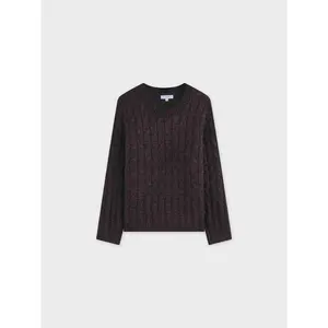 Chunky Heathered Cable sweater-Black/Brown