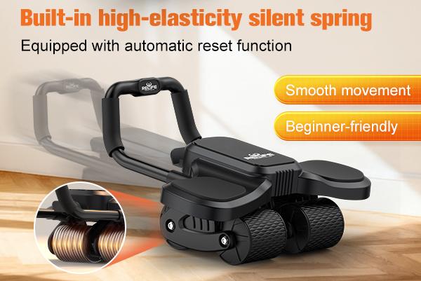 Relife Sports Ab Roller Wheel with Knee Mat & Timer, Automatic Rebound, Dual Wheel Design, Anti-Slip Materials, Safe Control, Excellent Workmanship, No Noise, Perfect for Workout