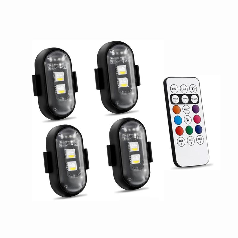 RGB Led Aircraft Strobe Light Remote Wireless Motorcycle Flash Light Warning Lights for   Bike Car Multifunctional free