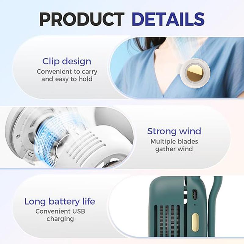 Portable Silent Mini Bladeless Electric Fan,Adjustable 3-speed Suspended Waist Fans,Phone Cooling Fan,Personal Fan,Rotating BodyFan Suitable for Outdoor Travel,fathersdaygift,rechargeable personal fan,handheld turbo fan,Perfect Gift