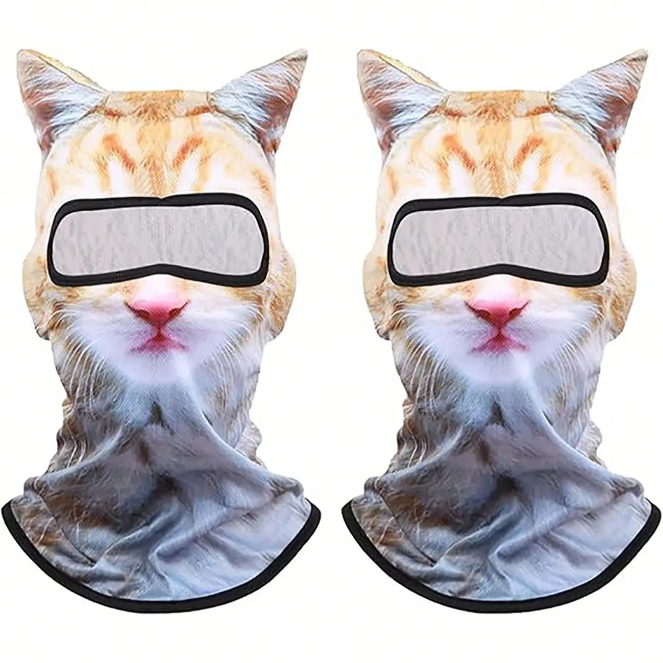 2pcs Cat Shiesty Balaclava, Funny 3D Animal Face with Ears, Fuzzy Kitty Hood, Perfect for Festivals, Raves, Parties, Outdoor Activities
