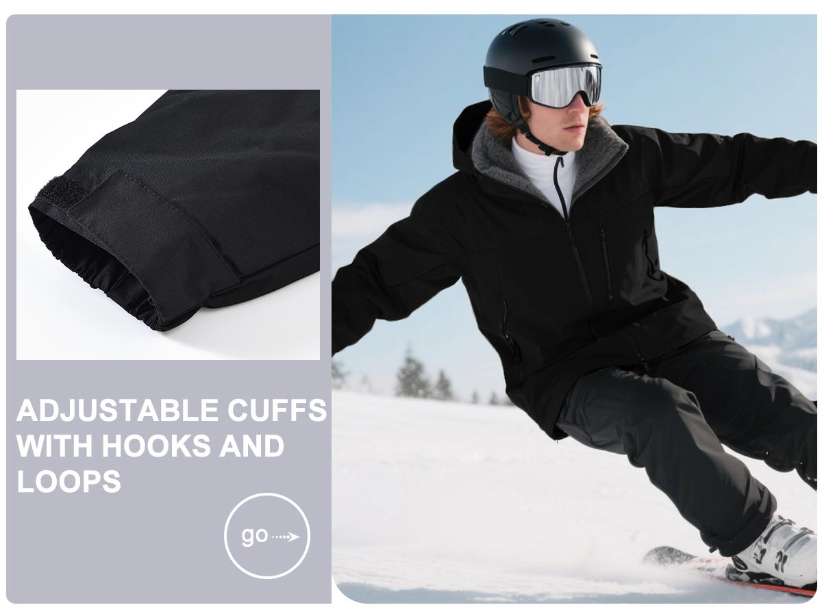 Jurunfeng Men's Waterproof Ski Jacket Warm Winter Snow Coat Mountain Windbreaker Hooded Raincoat with Adjustable Drawstring & Velcro Cuffs Jurunfeng Men's Waterproof Ski Jacket Warm Winter Snow Coat Mountain Windbreaker Hooded Raincoat with Adjustable Drawstring & Velcro Cuffs
