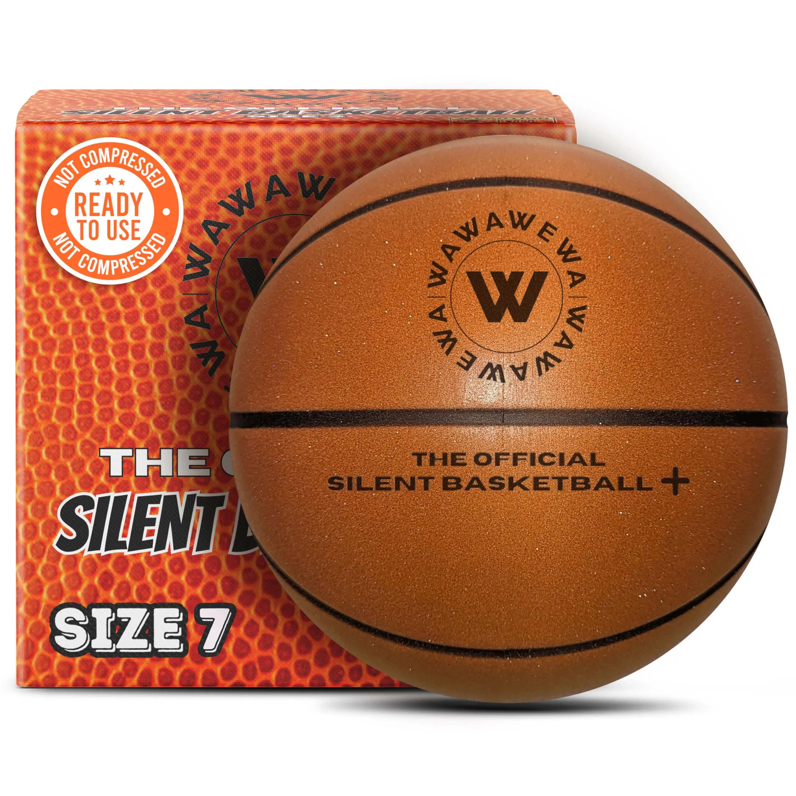 The Official Silent Basketball + (size 7) - Noise-free Indoor For Quiet Dribbling Grooved Airless Basketballs Ready To Play Basket Ball All Ages (29.5")