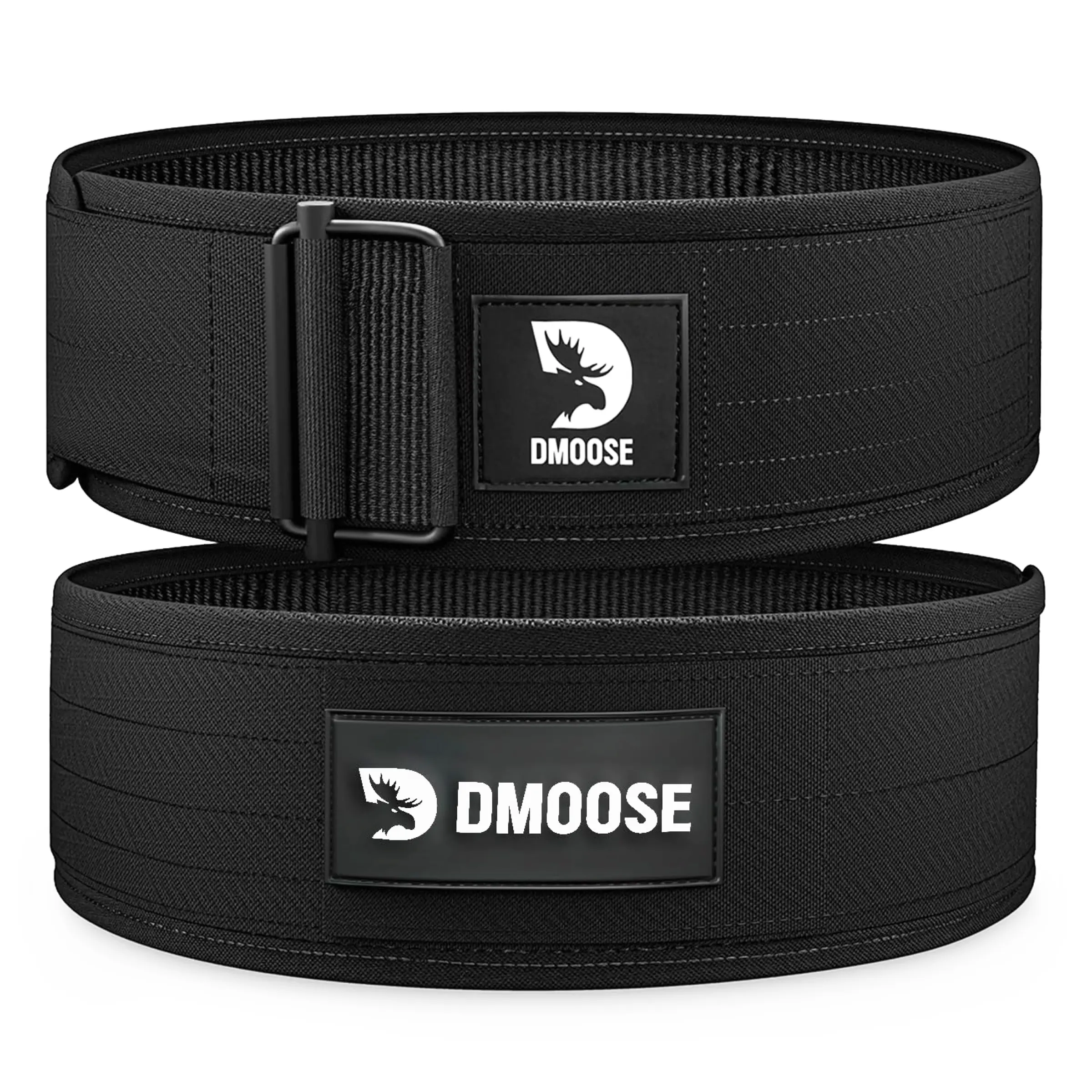 DMoose Fitness Competition-Grade Nylon Weightlifting Belt, Unisex 4" Lumbar Support with Auto-Locking Buckle for Powerlifting & Squats, No