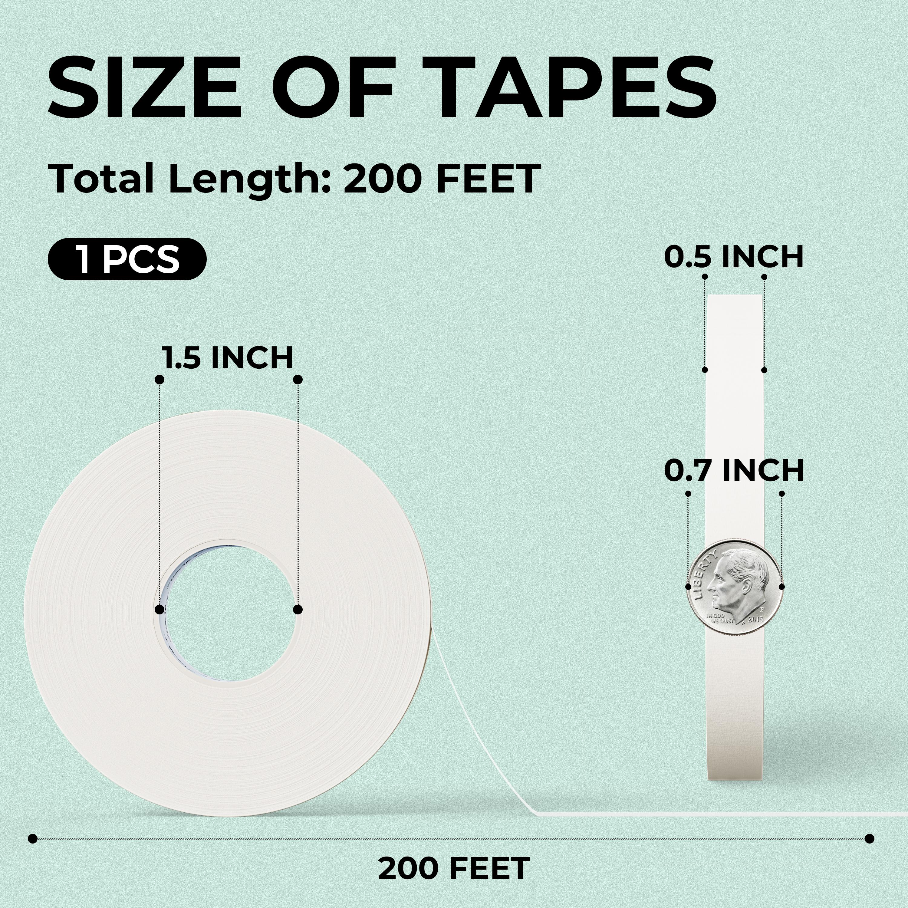 JusArt Artist Tape for Watercolor Paper, 0.5/1 inch Wide Total 200/600FT Long, White Art Tape for Masking, Framing, Painting, Acid Free, Low Tack