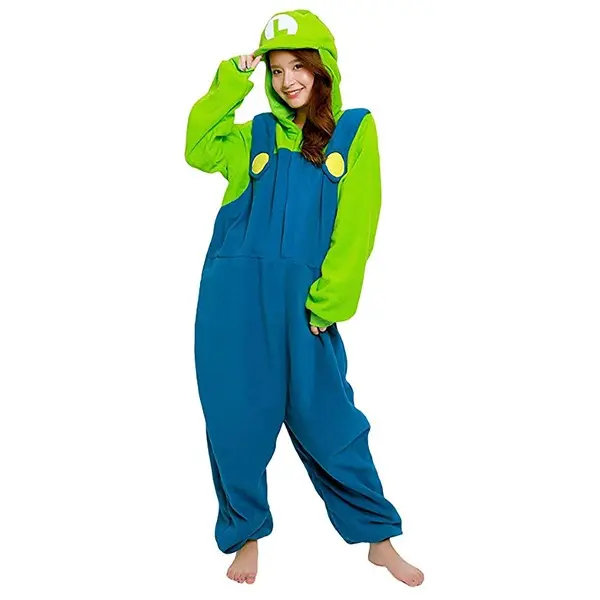 Adult Super Mario Brothers Luigi Kigurumi Costume