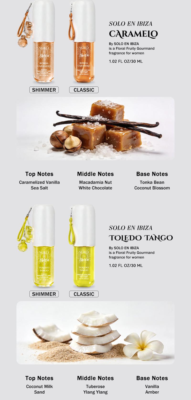 SOLO EN IBIZA 8-Piece Mini Set Body & Hair Fragrance Mist,Travel Size Perfume,Long-Lasting,8 Different Scents,Perfect For Dating,Daily Life,Parties,Gift Giving,1.02 fl oz/30 ml Each Bottle