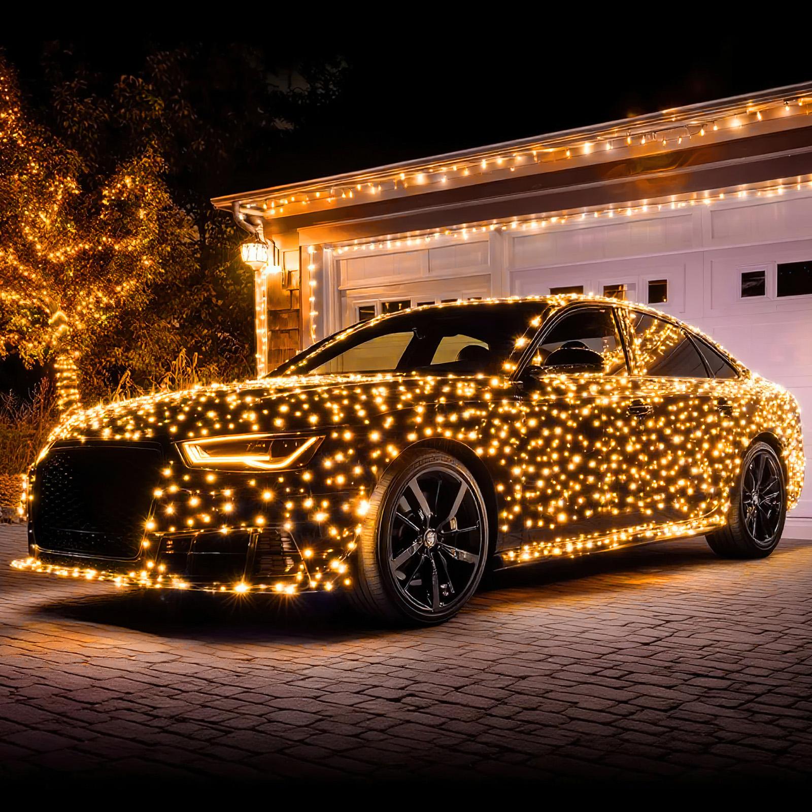 Brightown 410FT 1200 LED Car String Lights Multicolor Green Wire Cigarette Plug Cool Lighting Source Not Prone to Hot for Vehicle Decoration,Halloween Christmas Car