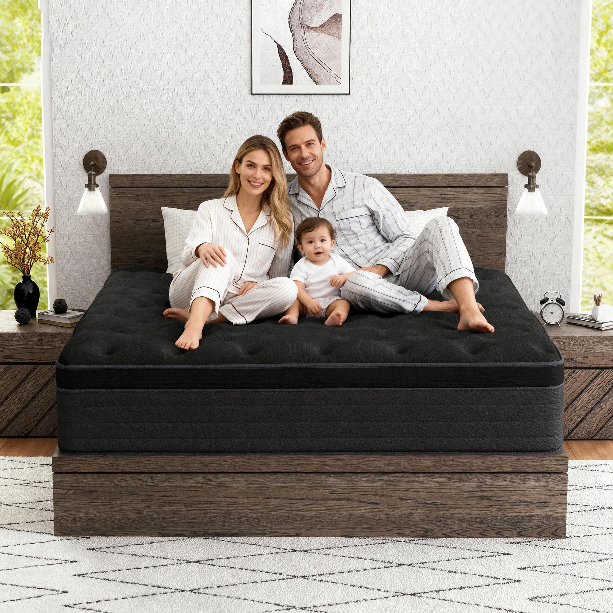 queen size mattress 12/14-Inch Spring Mattress Medium firmness, ergonomic design, hybrid memory foam spring mattress with pocketed coils, comfortable and durable, available in multiple sizes, high-quality new compressed boxed mattress colchones para cama