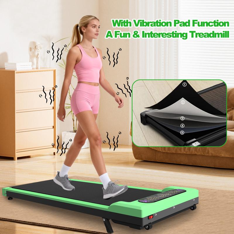 【KINMAC】Foldable Treadmill with Handle Bar & Incline, 2 in 1 Upgrade Portable Under Desk Walking Pad and Vibration Pad with Remote Control for Home Office Small Spaces