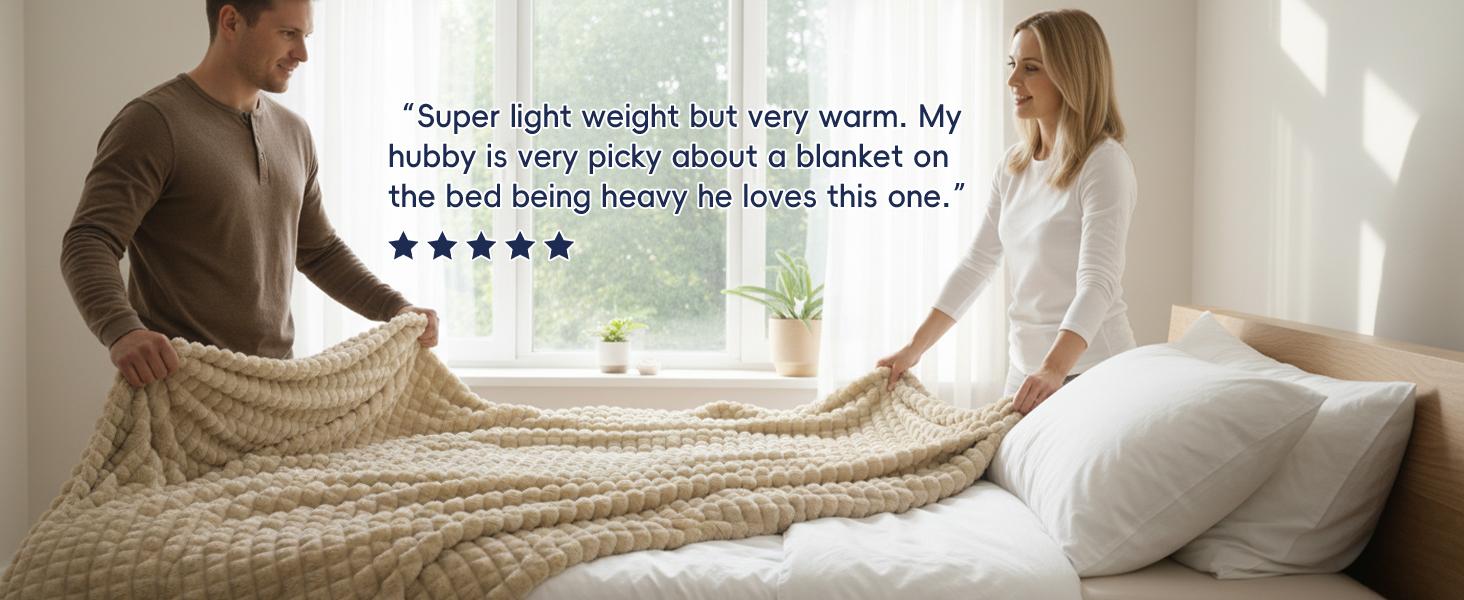 PHF Luxury Soft Fleece Blanket, No Shed No Pilling, 380GSM Fluffy Cozy Blankets for Bed, Lightweight Warm Bedding for Home Decor, Ideal Gift for Women