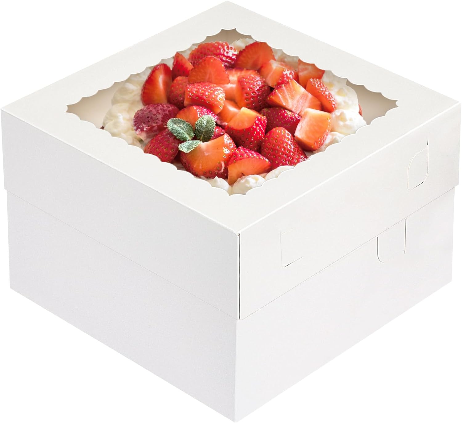 Moretoes 15Pcs Cake Boxes, 12x12x8 Inch White Bakery Boxes with Window Cake Containers Tall Dessert Cardboard Boxes