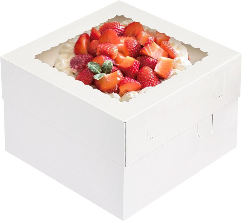 Moretoes 15Pcs Cake Boxes, 12x12x8 Inch White Bakery Boxes with Window Cake Containers Tall Dessert Cardboard Boxes Moretoes 15Pcs Cake Boxes, 12x12x8 Inch White Bakery Boxes with Window Cake Containers Tall Dessert Cardboard Boxes