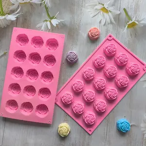 15-cavity Rose Shaped Silicone Mold, 2 Counts Mini Flower Shaped Soap Mold, Baking Mold for Soap, Wax, Plaster, Home Decor Supplies, Silicone Soap Molds