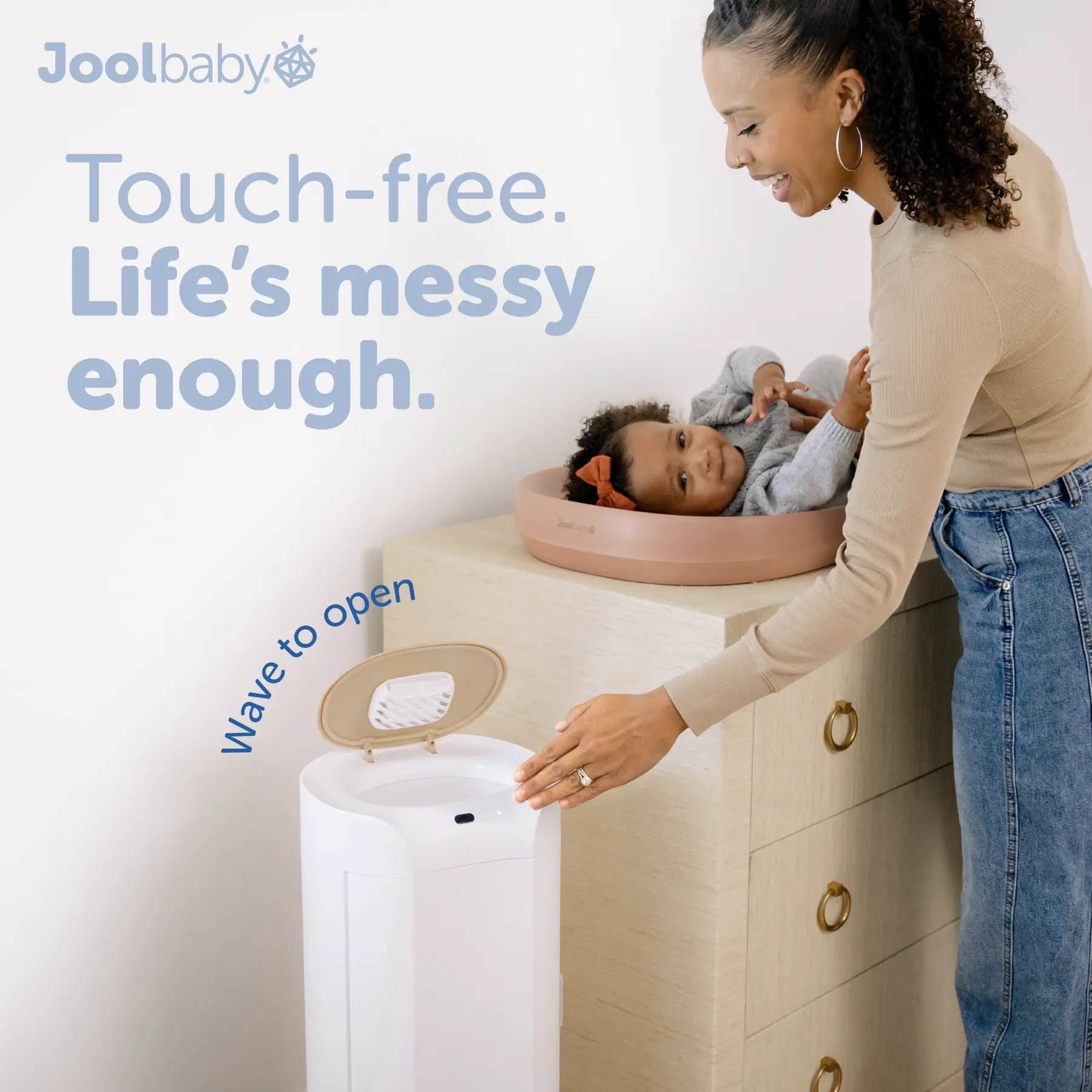Jool Baby SmartWave Plus Diaper Pail & Refill – Motion Sensing Lid