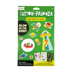 Tattoo-Palooza Glow in the Dark Temporary Tattoos - Zero Gravity Dinos - 3 Sheets