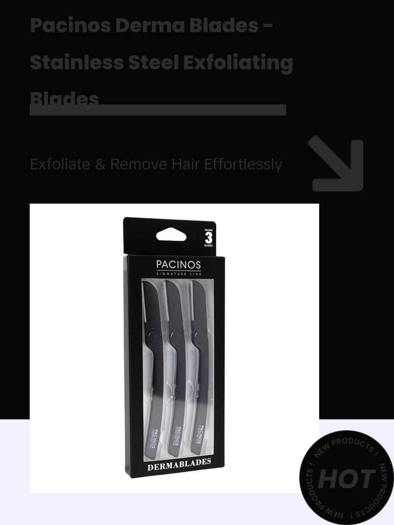 Pacinos Signature Line Derma Blades - Stainless Steel Exfoliating Blades for Skincare and Facial Comfort Cutting Exfoliate