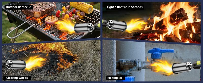 SEESE Powerful Propane Torch(Propane Tank Not Included),Outdoor Cooking Spray Gun Adjustable Flame, One-button Start Maximum Heat,Campfire Starter,Weeding, Snow Removal ,Excellent Gift and New Year with Mens