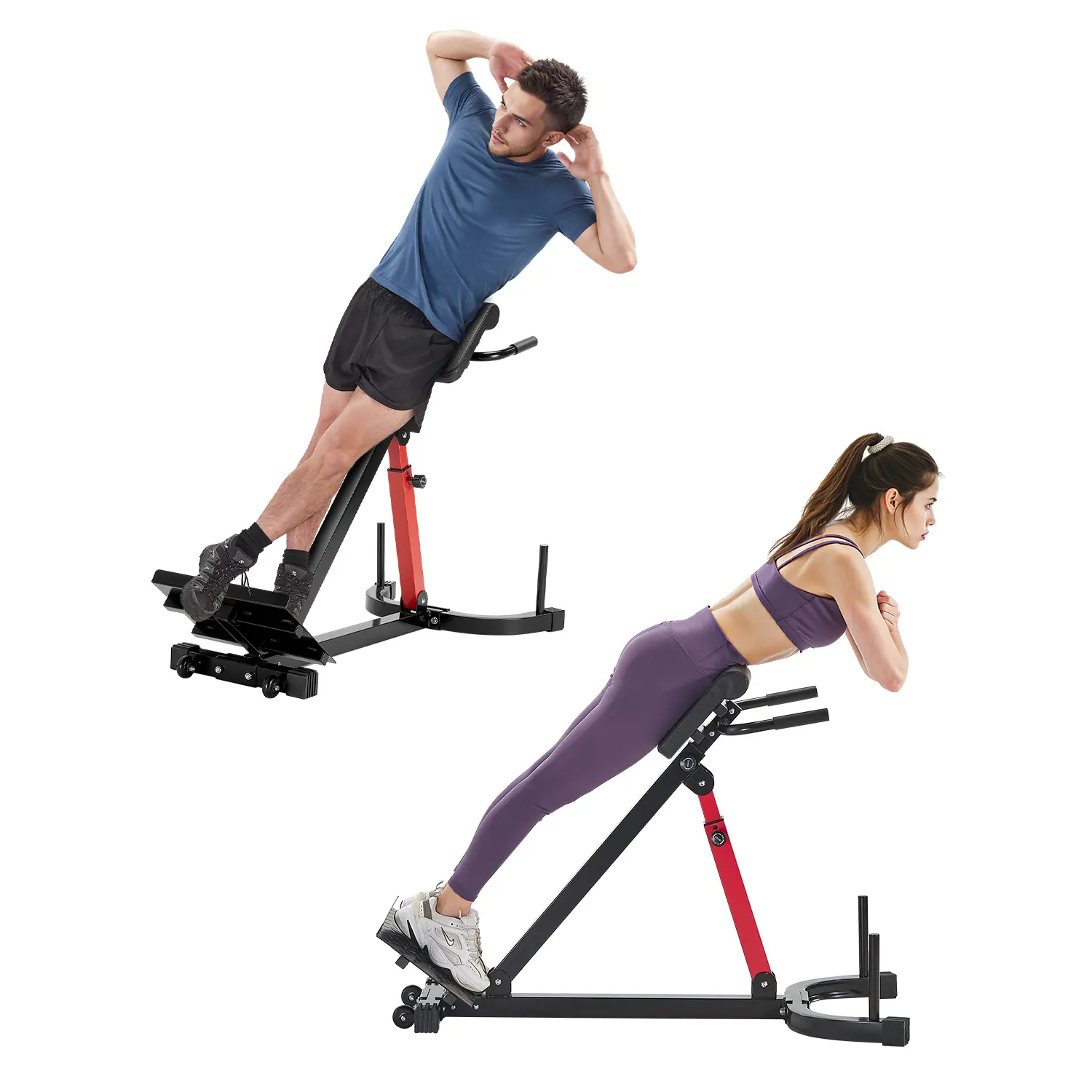 VEVOR Roman Chair Hyperextension Bench,  350 lbs Adjustable Extension Machine, Multi-Function Exercise Equipment for Glute, Hamstring, Lower Back, and Ab Workout, Fitness Weight Bench for Home Gym