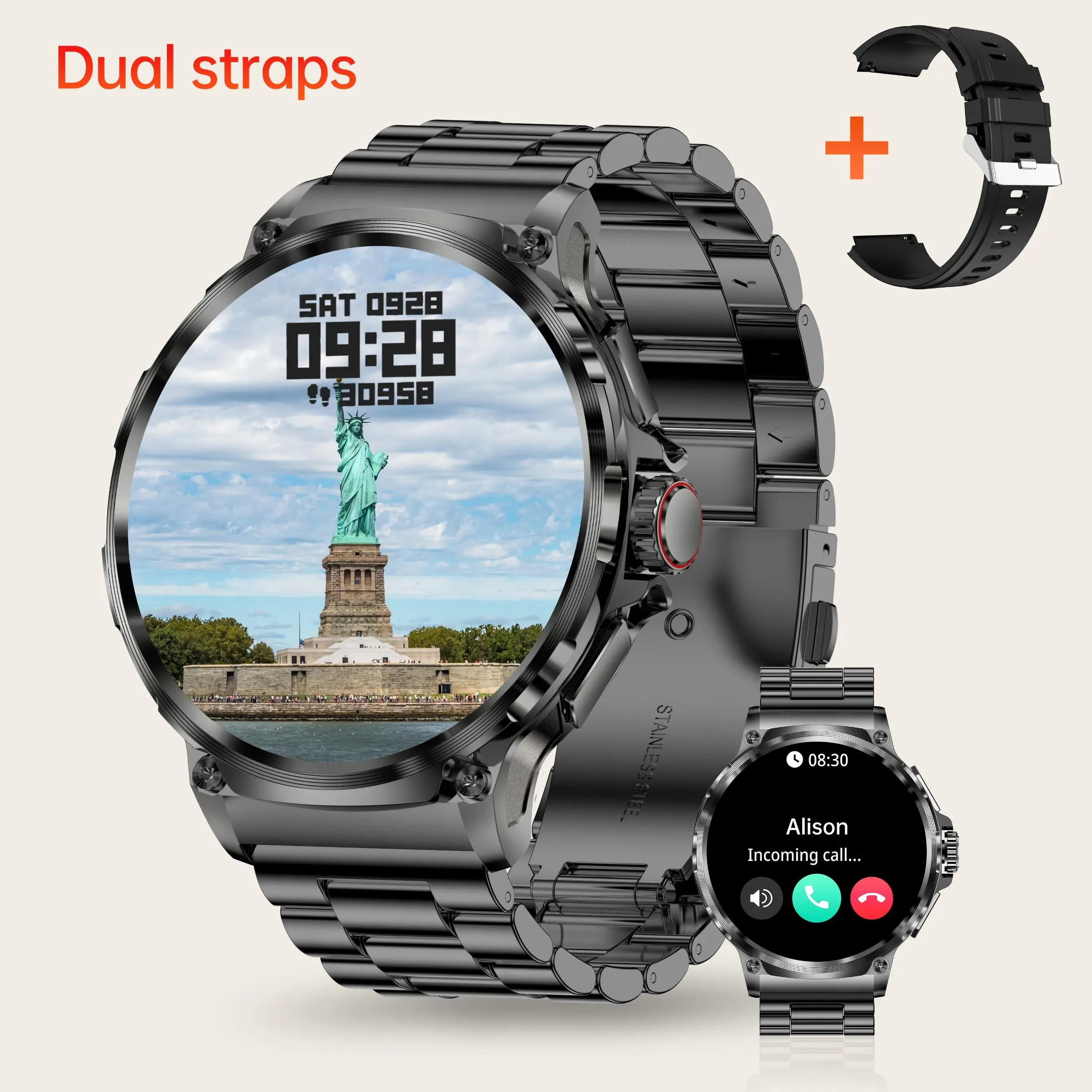 Men's Outdoor Sports Tracking Wristwatch, Step Tracker Watch, Sports Smart Watch, 1.85 Inch Round Screen, 710mah Battery Life, Ip67 Waterproof, Bluetooth-compatible, Compatible with iOS/android, Sports Tracking Smartwatch