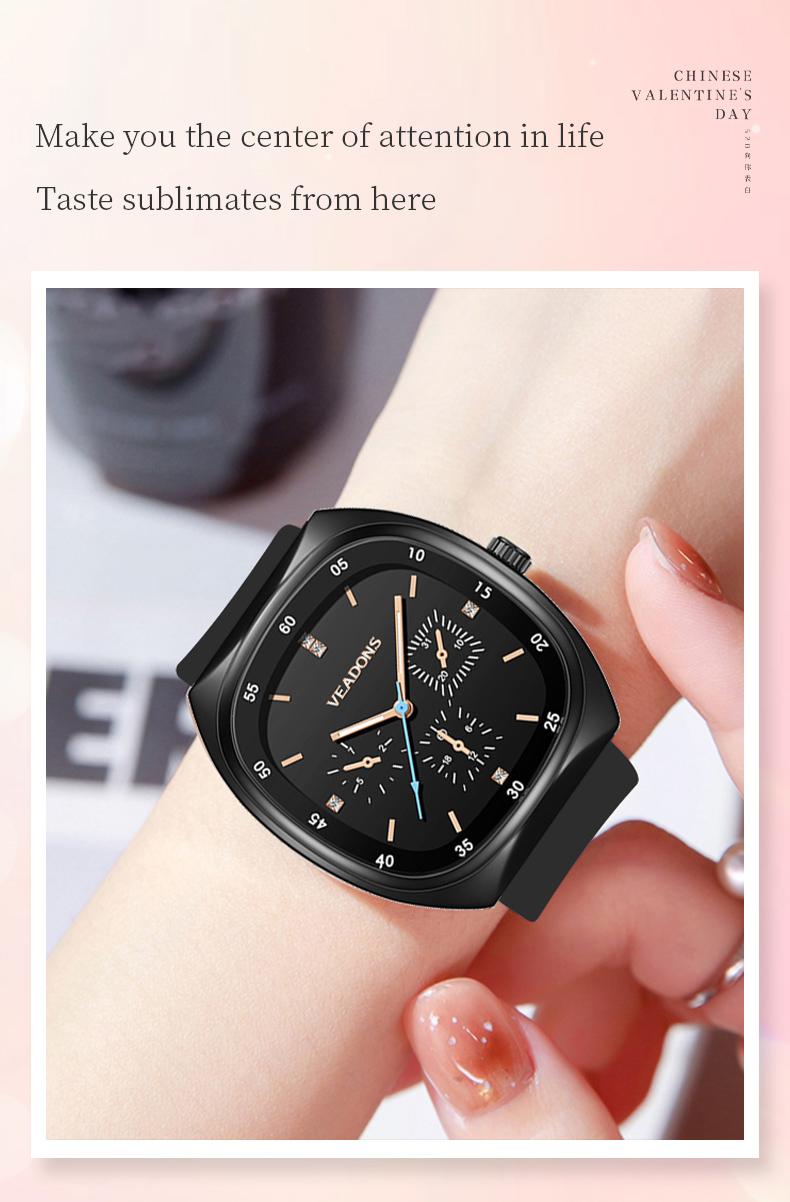 Fashion Watch TikTokShopStockUp  Valentine’s Day Gift Casual Stylish Open Dial Watch  Silicone Strap, Waterproof & Luminous, Perfect for All Occasions
