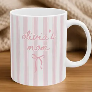 [Sale off up to 50%] New Mom Mug: Custom Pink Stripe Coffee Cup – First Time Mom Gift, New Parent Gift, Mother's Gift, Future Mom Gift, New Baby Gift for Mom, 11oz & 15oz ceramic mug