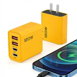 120W 4 - Port GaN Charger with PD3.0/QC3.0! Fastest charge for laptops & phones. Safe, compact design. Universally compatible, quick - charge, travel - friendly, energy - efficient & durable.