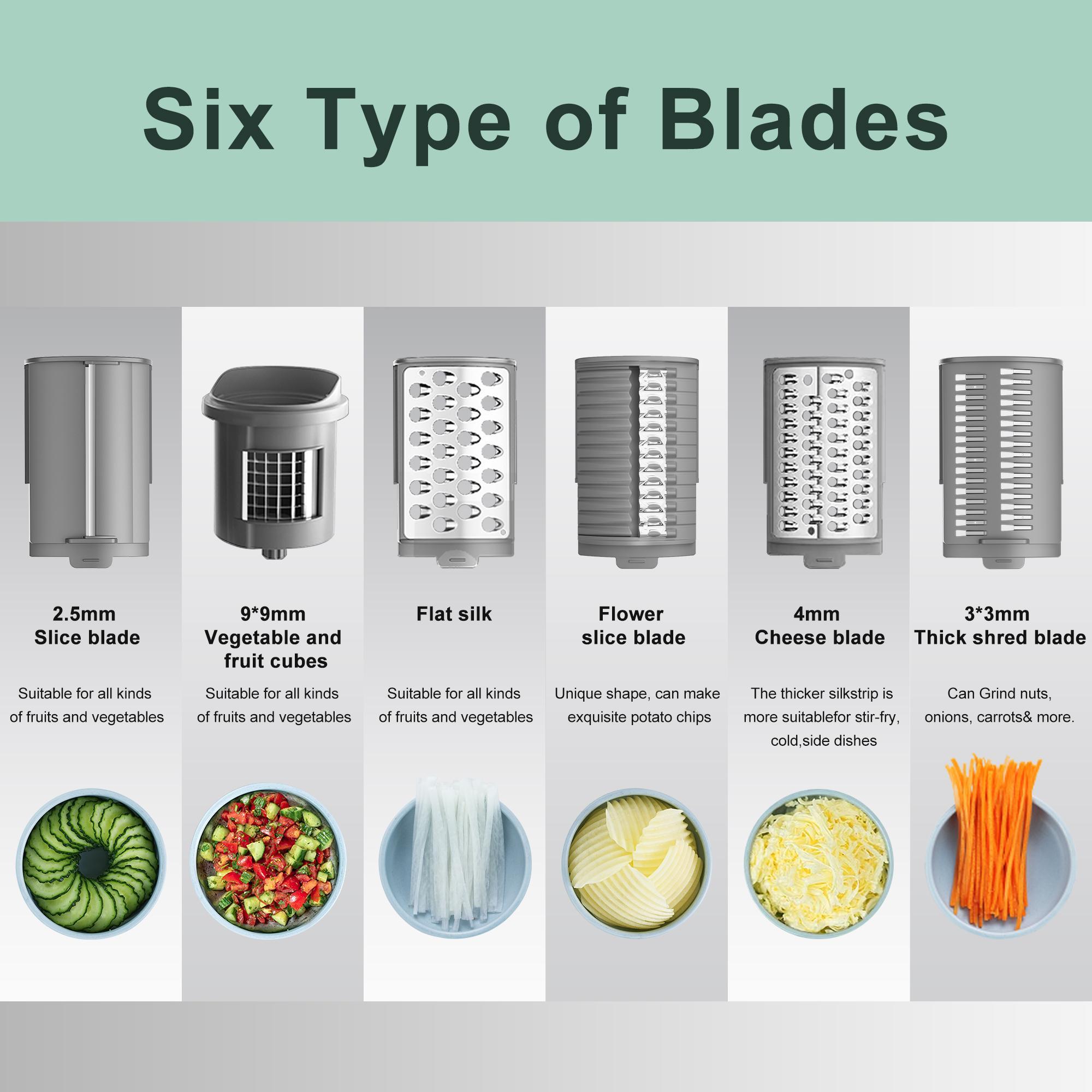 ZQOZQO Electric Rotary Cheese Grater – 6-Blade Model with Dicing Functionor 8-Blade Model for Versatile Slicing, Kitchen Tool for Quick Food Prep