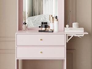 Small Vanity Desk Set with 3 Adjustable Lighted Mirror and Storage Chair IF018