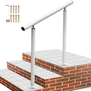 VEVOR Outdoor Stair Railing Kit,  , 3 FT Handrails 2-3 Steps, Adjustable Angle White Aluminum Stair Hand Rail for The Elderly, Handrails for Outdoor Steps