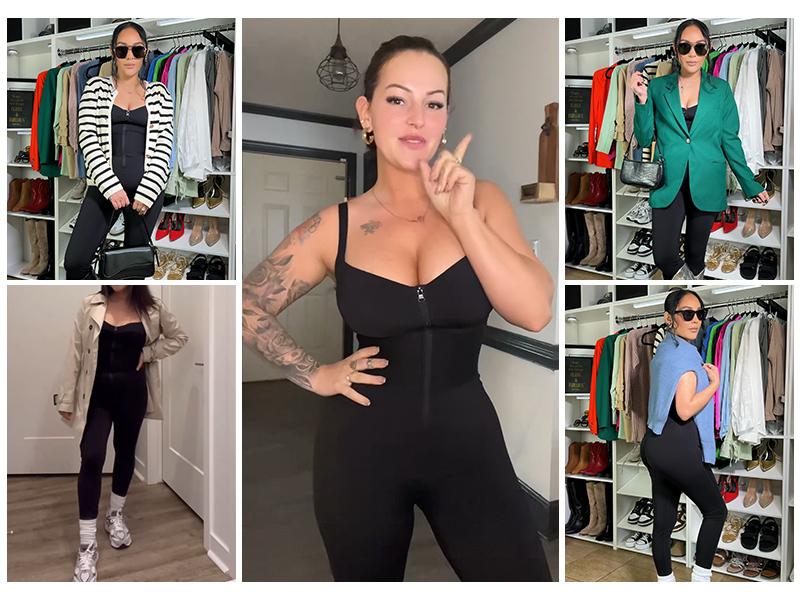 Shapellx AirSlim ElasticFuse Zipper Shaping Jumpsuit Waist band Tummy bridle Workout Outfit Womenswear Shapewear Bodysuit One-piece Yoga Suit Stylish Activewear