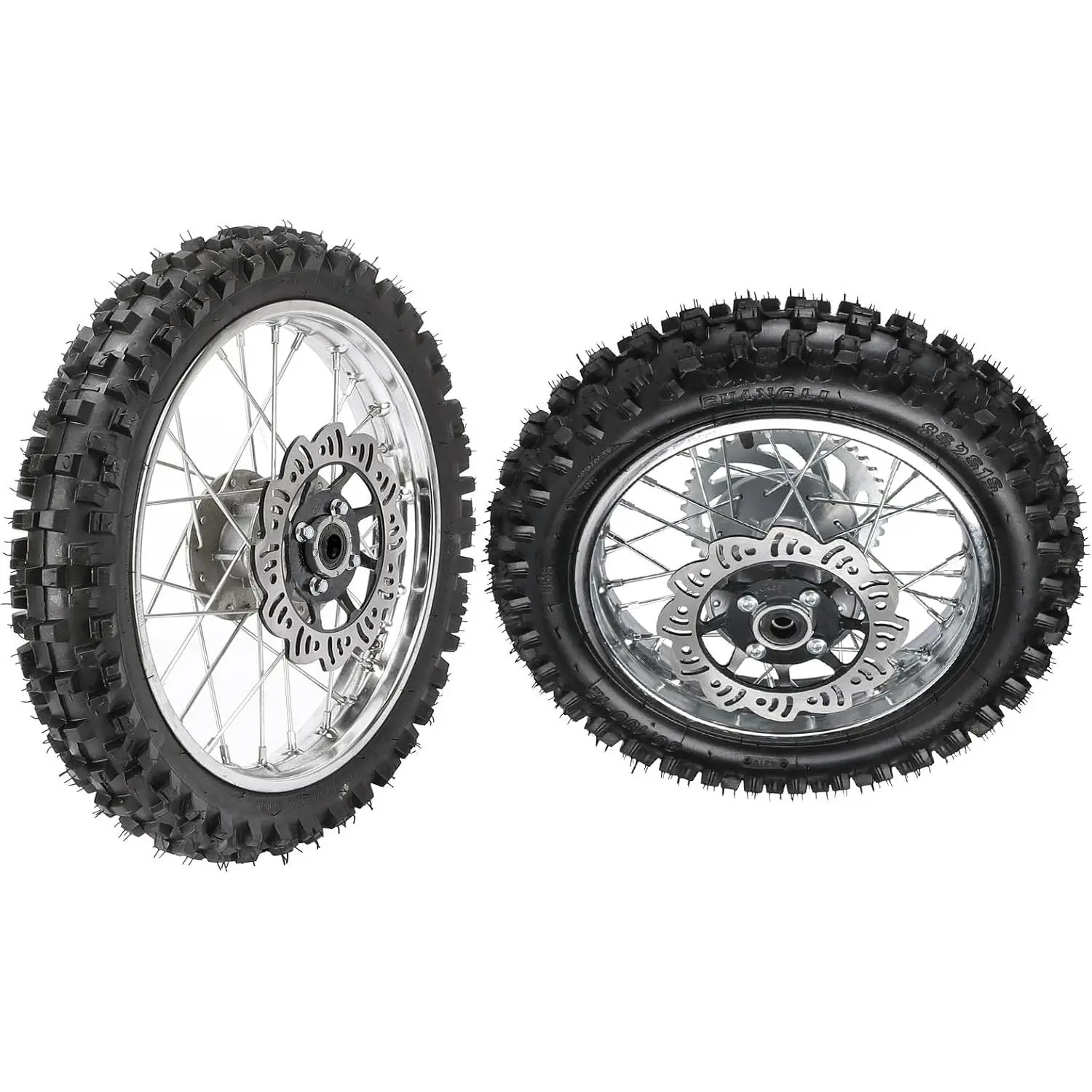 14" 12" Dirt Bike Wheels Combo Front 60/100-14 & Rear 80/100-12 Tire and Rim 12mm with 420 41T Sprocket & Rotors for Pit Bikes 70cc 110cc 125cc Apollo SSR Coolster XR CRF 50 70 Taotao