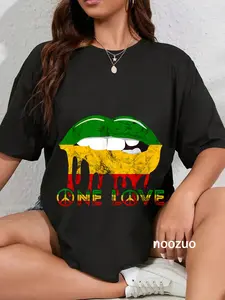 100% Cotton Rasta Reggae Lips Mouth Jamaican Music One Pride Love T-Shirt