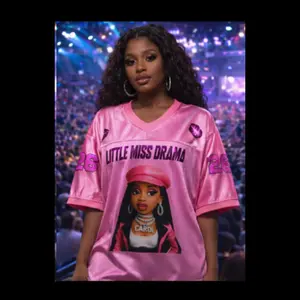 Custom Little Miss Drama Jersey | Pink Glitter & Metallic | Bratz Doll Vibe Shirt | Concert Fit