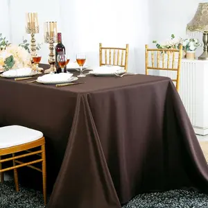 90"x156" Seamless Rectangular Premium Polyester (240 GSM) Tablecloth - Chocolate (1pc)