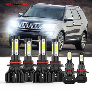 For Ford Explorer 2016-2017 2018 2019 Cars Accessories Combo LED Headlight Fog Light Bulbs