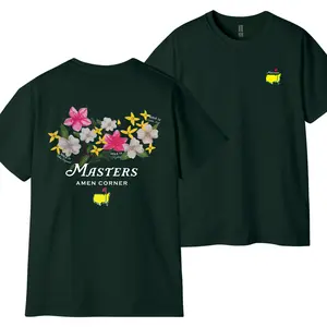 2026 Masters Tournament T-Shirt, Amen Corner Augusta Floral Graphic Tee, Classic Cotton Casual Streetwear, Trendy Golf Lover Outfit for Men and Women, Perfect Gift for Golf Fans