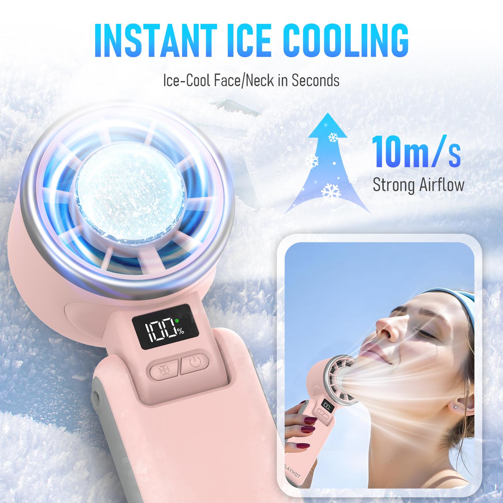 New Ice Cooling Handheld Turbo Fan Portable PlayHot Rechargeable Personal Fan 5 Speed 25550RPM Powerful for Travel Outdoor Camping Hiking Black