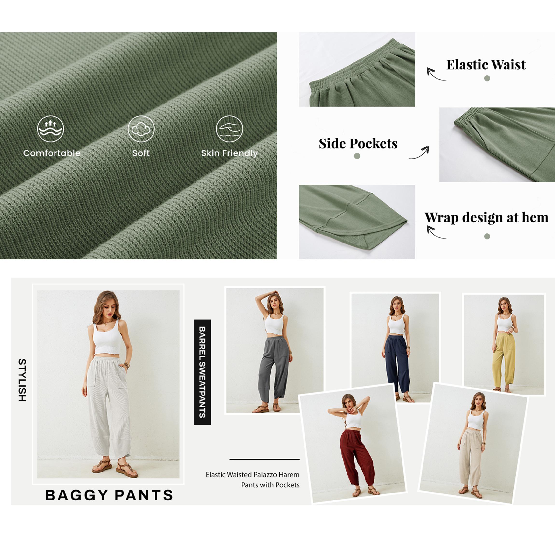 Buenoble Women's Wide Leg Harem Pants Casual Palazzo Pants with Pockets High Waist Relaxed Fit SpringStatements