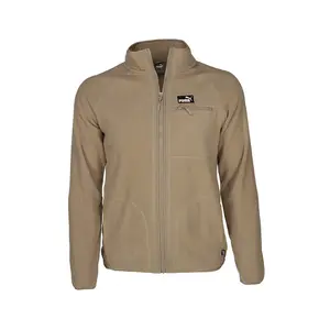 PUMA Mens Polar Fleece Raglan Sleeve Jacket Athletic Outerwear Casual - Brown