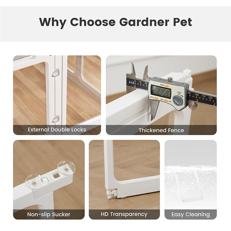 Acrylic Dog Pen,Clear Dog Play Pen for Puppy Cat Rabbit Ferret Transparent Easy Assemble Whelping Crate Kennel Cage Enclosure Sturdy & Easy Cleaning Suitable for Small Pets