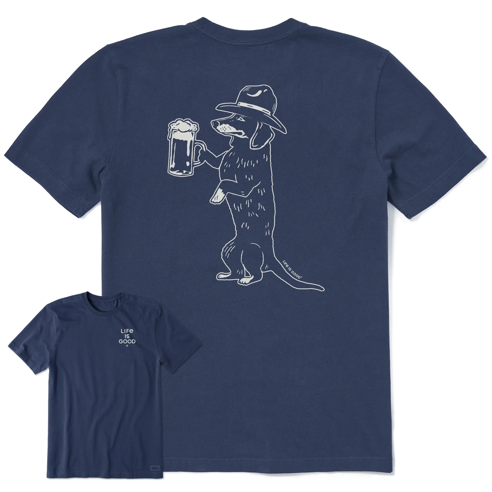 Men's Bert's Dachshund w Beer Short Sleeve Crusher Tee