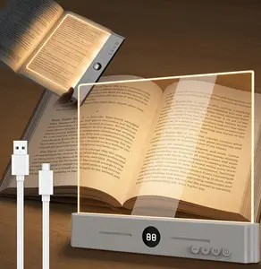 Smart LED reading lamp – rechargeable wide panel reading light for hardcovers and books in bed, dimmable flat desktop study light and book accessory for teens, students and book lovers