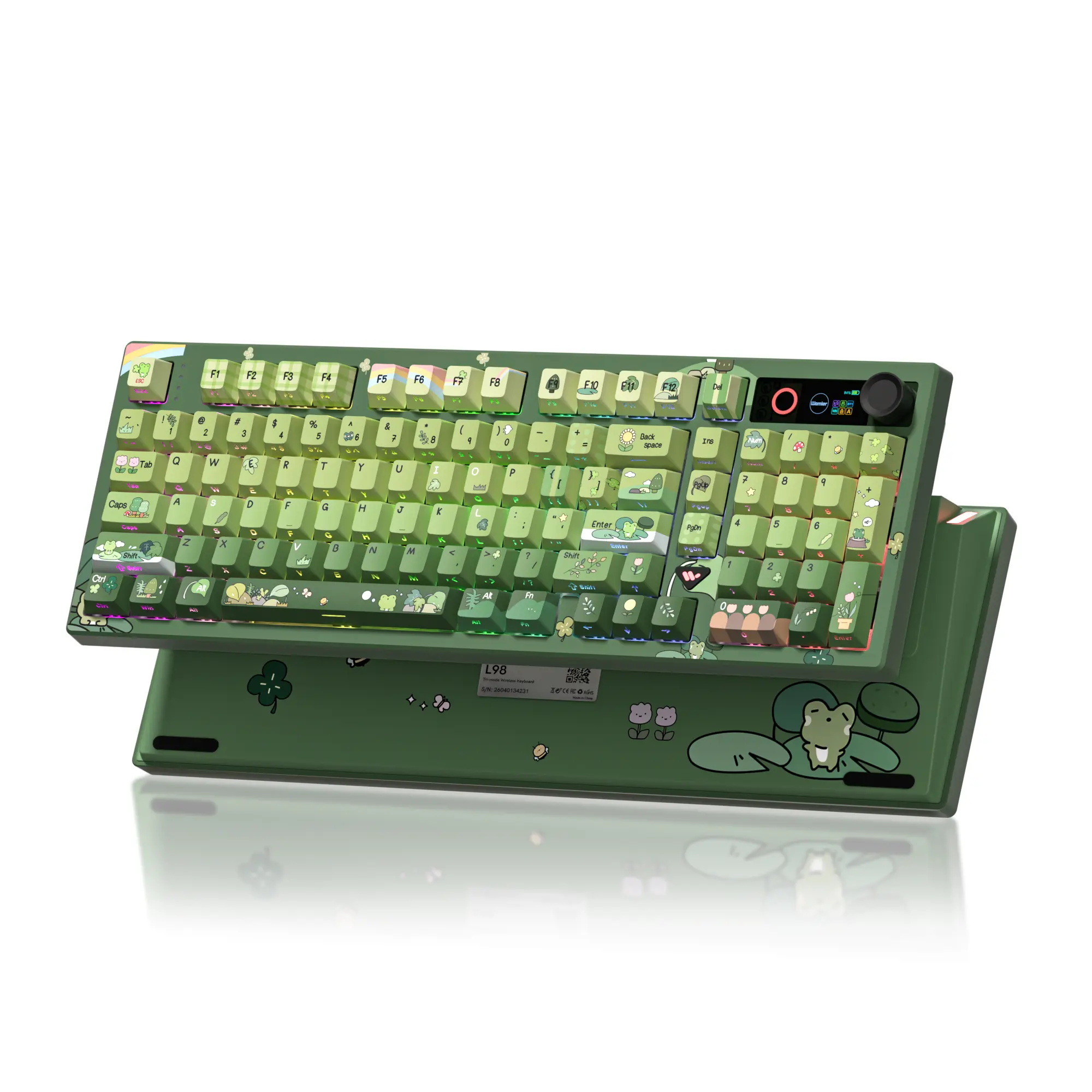 Womier L98 Wireless Colorful Mechanical Keyboard - 98-Keys Compact Model with Smart Display, Knob, Hot Swap, RGB Backlit, Number Pad, Bluetooth/2.4GHz/USB-C Connectivity for PC Mac (Wireless, Bluetooth, Compact Keyboards Category), Gaming Keyboard