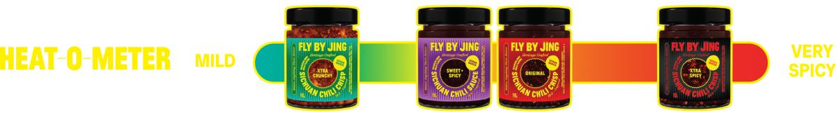 Fly By Jing Chili Crisp Best Sellers 4-Pack (6 oz Each) – Chili Crisp, Xtra Spicy, Sweet + Spicy & Xtra Crunchy, Vegan & Non-GMO