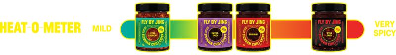 Fly By Jing Chili Crisp Best Sellers 4-Pack (6 oz Each) – Chili Crisp, Xtra Spicy, Sweet + Spicy & Xtra Crunchy, Vegan & Non-GMO